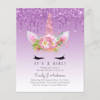 Prospectus 11,4 Cm X 14,2 Cm BUDGET C'est une fille Glittery Baby shower Unicor