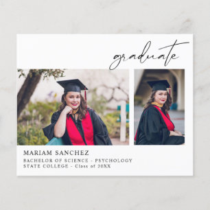 Prospectus 11,4 Cm X 14,2 Cm Budget Chic 2 Multi Photo Graduate Faire-part