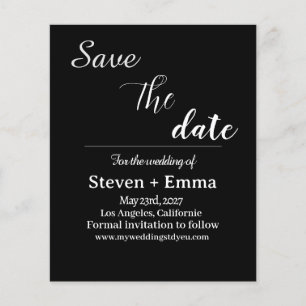 Prospectus 11,4 Cm X 14,2 Cm Budget chic noir et blanc Mariage Enregistrer la d
