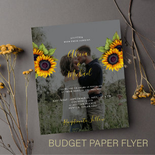 Prospectus 11,4 Cm X 14,2 Cm Budget chic photo florale faire-part de mariage FL