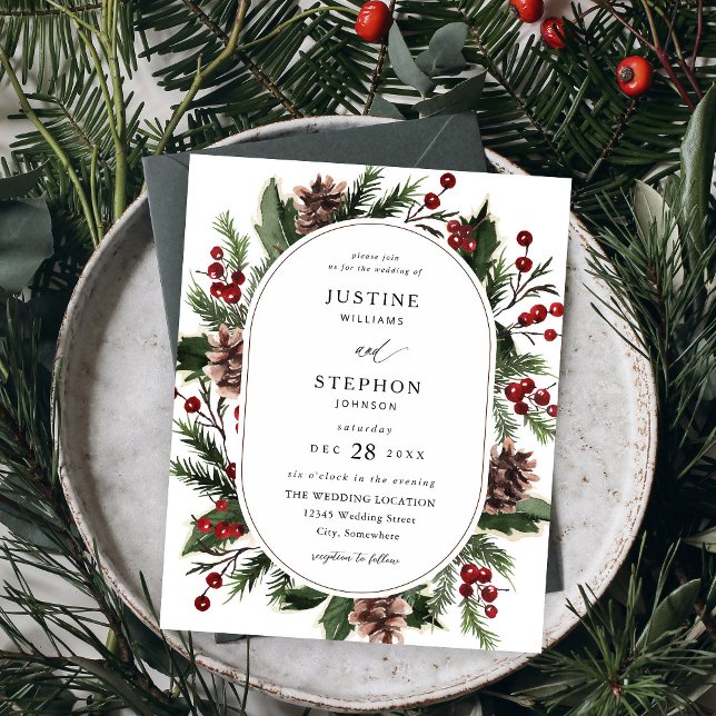 Prospectus 11,4 Cm X 14,2 Cm Budget Christmas Berries & Pine Mariage (Créateur téléchargé)