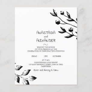 Prospectus 11,4 Cm X 14,2 Cm Budget Classique Faire-part de mariage. Flyer