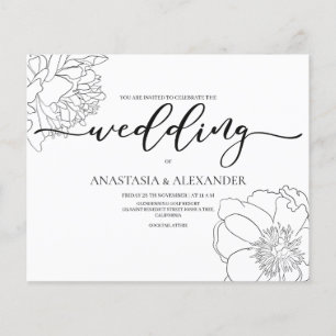 Prospectus 11,4 Cm X 14,2 Cm Budget/Classique/faire-part de mariage. Flyer