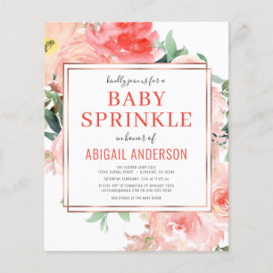 Prospectus 11,4 Cm X 14,2 Cm Budget Coral Floral Peach Baby Sprinkle Invitation
