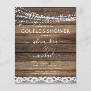 Prospectus 11,4 Cm X 14,2 Cm Budget Couple's Shower Rustic Farmhouse