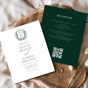 Prospectus 11,4 Cm X 14,2 Cm Budget Crest Monogramme Mariage QR Code Invitation