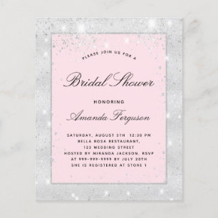 Prospectus 11,4 Cm X 14,2 Cm Budget de la parties scintillant rose pâle de la d
