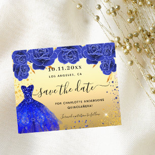 Prospectus 11,4 Cm X 14,2 Cm Budget de la robe d'or bleu Quinceanera sauver la