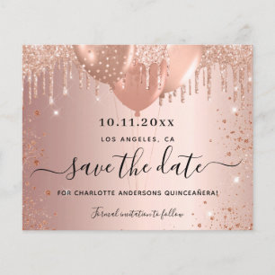 Prospectus 11,4 Cm X 14,2 Cm Budget de parties scintillant d'or rose Quinceaner