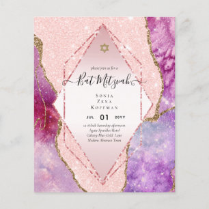 Prospectus 11,4 Cm X 14,2 Cm BUDGET DES Invitations BAT MITZVAH DE PARTIES SCIN