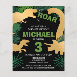 Prospectus 11,4 Cm X 14,2 Cm Budget Dinosaur Enfants Dino Trex Invitation Anniv