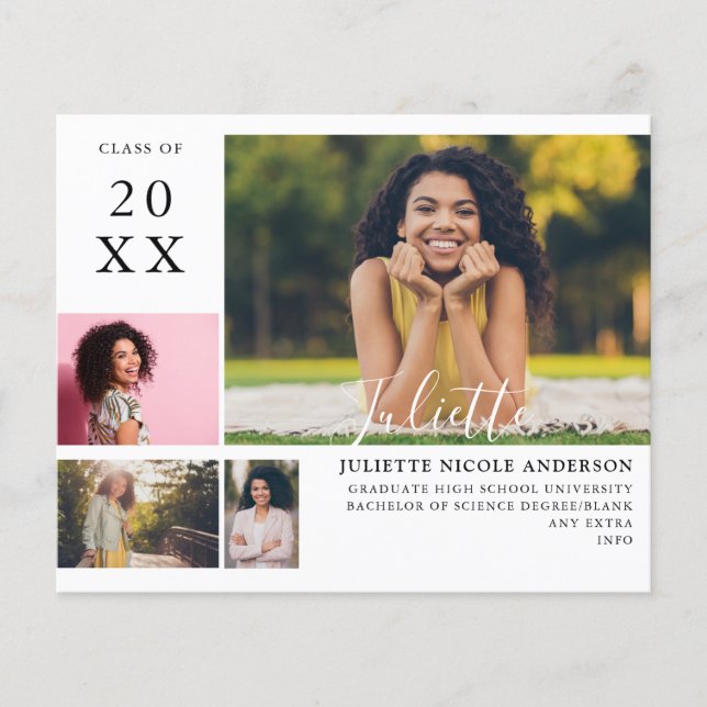 Prospectus 11,4 Cm X 14,2 Cm Budget Diplômé Moderne Design 4 Photo Annonce (Devant)