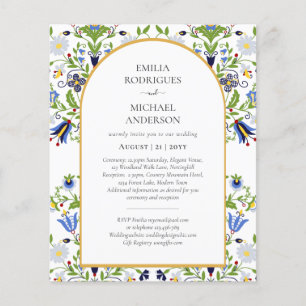 Prospectus 11,4 Cm X 14,2 Cm BUDGET Double Face BILINGUE Mariage Art Populaire