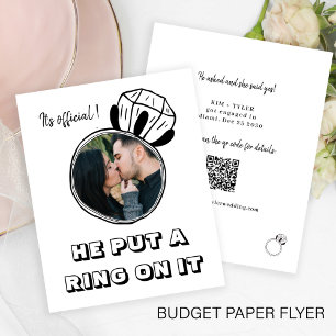 Prospectus 11,4 Cm X 14,2 Cm Budget drôle photo QR CODE fiançailles faire-part