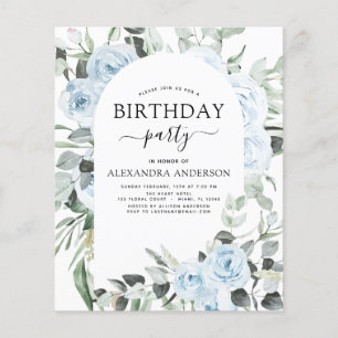 Prospectus 11,4 Cm X 14,2 Cm Budget Dusty Blue Anniversaire Fête Florale Invita