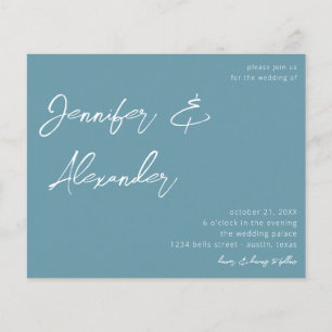 Prospectus 11,4 Cm X 14,2 Cm Budget Dusty Blue Calligraphy Mariage photo V2
