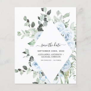 Prospectus 11,4 Cm X 14,2 Cm Budget Dusty Blue Floral Enregistrer la date Verdu