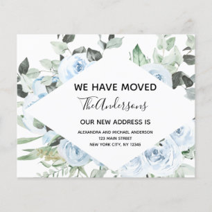 Prospectus 11,4 Cm X 14,2 Cm Budget Dusty Blue Floral Moving Faire-part