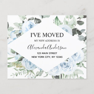 Prospectus 11,4 Cm X 14,2 Cm Budget Dusty Blue Floral Moving Faire-part