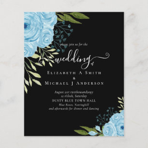 Prospectus 11,4 Cm X 14,2 Cm BUDGET Dusty Blue Flowers Lime Mariage