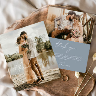 Prospectus 11,4 Cm X 14,2 Cm Budget Dusty Blue Mariage 2 Photos Merci Cartes