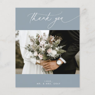 Prospectus 11,4 Cm X 14,2 Cm BUDGET Dusty Blue Mariage Photo Carte de remerciem