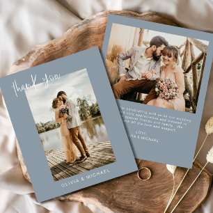 Prospectus 11,4 Cm X 14,2 Cm Budget Dusty Blue Mariage Photo Carte de remerciem