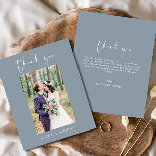 Prospectus 11,4 Cm X 14,2 Cm Budget Dusty Blue Mariage photo Merci