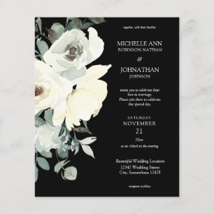 Prospectus 11,4 Cm X 14,2 Cm Budget Dusty Blue & Whi Floral Black Mariage Flyer