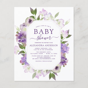 Prospectus 11,4 Cm X 14,2 Cm Budget Dusty Purple Floral Baby shower de verdure