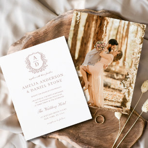 Prospectus 11,4 Cm X 14,2 Cm Budget Dusty Rose Crest Faire-part de mariage