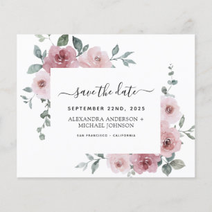 Prospectus 11,4 Cm X 14,2 Cm Budget Dusty Rose Enregistrer la date rose florale