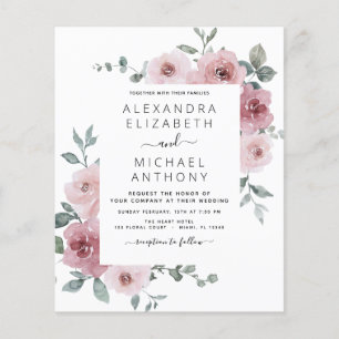 Prospectus 11,4 Cm X 14,2 Cm Budget Dusty rose Floral Faire-part de mariage