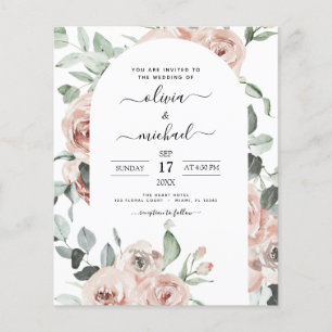 Prospectus 11,4 Cm X 14,2 Cm Budget Dusty rose Floral Faire-part de mariage
