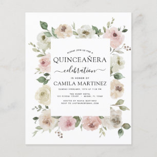 Prospectus 11,4 Cm X 14,2 Cm Budget Dusty rose Quinceañera Floral Verdure