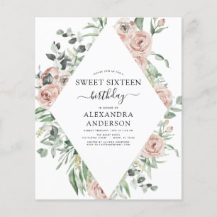 Prospectus 11,4 Cm X 14,2 Cm Budget Dusty Sweet sixteen rose fête d'anniversair