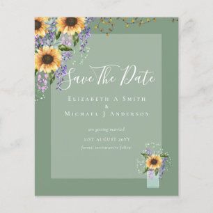 Prospectus 11,4 Cm X 14,2 Cm BUDGET ÉCONOMISER LES DATES Tournesols Rustiques v