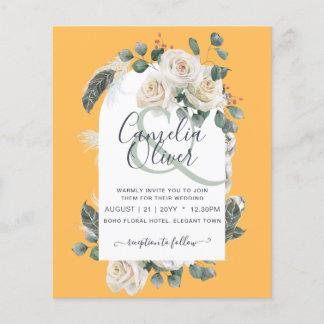 Prospectus 11,4 Cm X 14,2 Cm BUDGET Élégant Arche de Roses Blanches pour Invita
