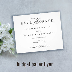 Prospectus 11,4 Cm X 14,2 Cm Budget élégant mariage script enregistrer la date
