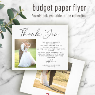 Prospectus 11,4 Cm X 14,2 Cm Budget elegant script photo wedding thank you