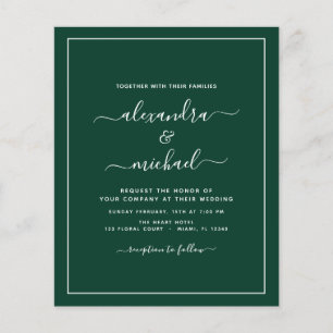 Prospectus 11,4 Cm X 14,2 Cm Budget Emerald Green Mariage Typographie moderne V