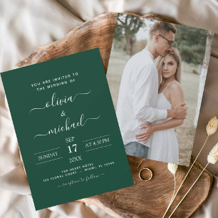 Prospectus 11,4 Cm X 14,2 Cm Budget Emerald Mariage vert avec invitation photo