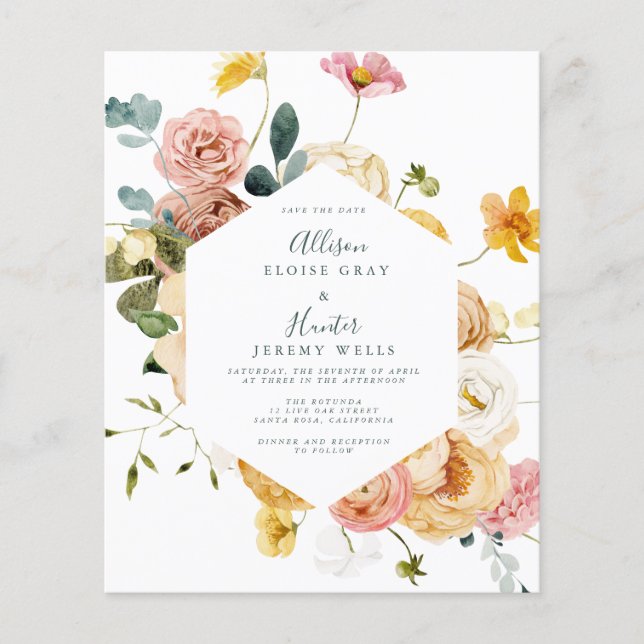 Prospectus 11,4 Cm X 14,2 Cm Budget Enregistrer la date (Devant)
