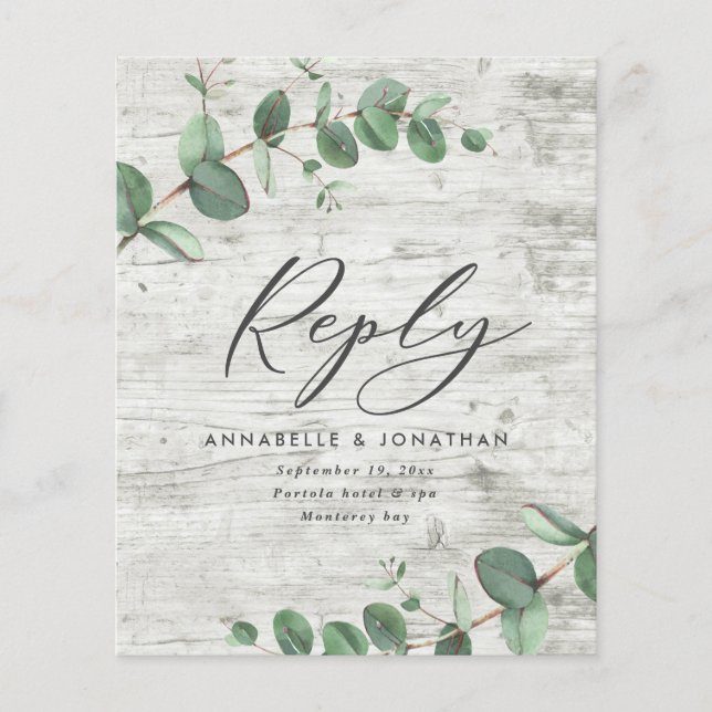 Prospectus 11,4 Cm X 14,2 Cm budget eucalyptus feuillage bois blanc mariage RSV (Devant)
