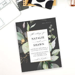 Prospectus 11,4 Cm X 14,2 Cm Budget Eucalyptus Lumineuse Or Vert Mariage Gris