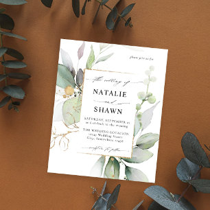 Prospectus 11,4 Cm X 14,2 Cm Budget Eucalyptus Mariage de verdure or brillant