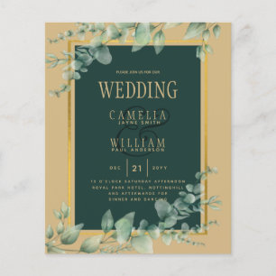 Prospectus 11,4 Cm X 14,2 Cm BUDGET Eucalyptus MARIAGE OR QR CODE INVITATION RS