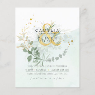 Prospectus 11,4 Cm X 14,2 Cm BUDGET Eucalyptus Verdure Or Mariage CODE QR DANS