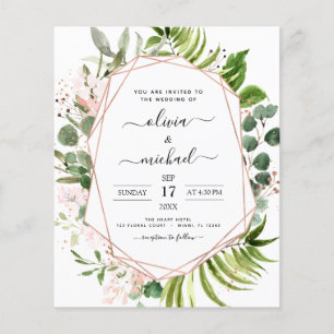 Prospectus 11,4 Cm X 14,2 Cm Budget Eucalyptus Vert Mariage Invitations