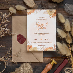 Prospectus 11,4 Cm X 14,2 Cm budget faire-part de mariage à fleurs